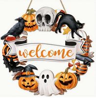2-D DEKOSCHILD *WELCOME,  HALLOWEEN* 20X20CM NEU UND OVP