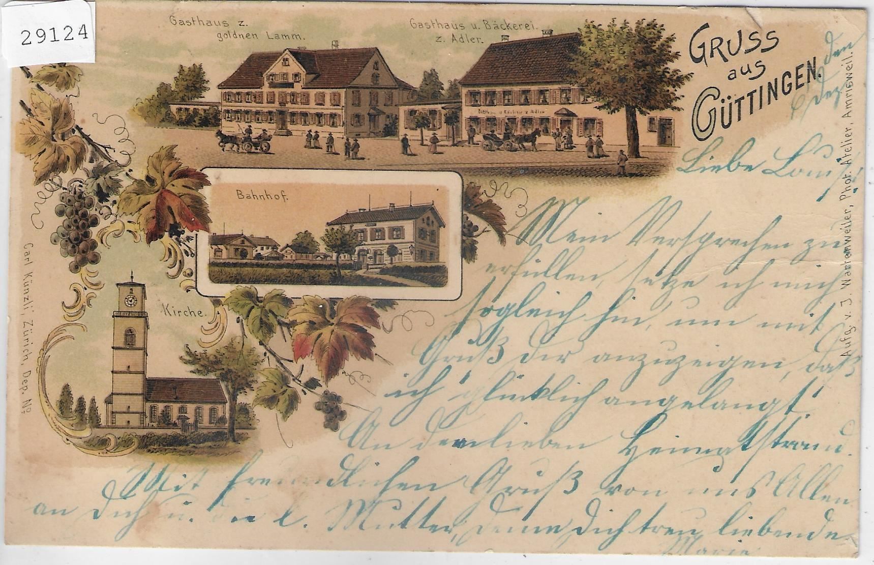 Cartoline postali: Gruss aus Güttingen - Litho 1900 – Usato da Ettingen venduto da Kartenplanet