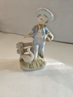 Porzellanfigur Bub mit Gans, Vintage Deko Figur