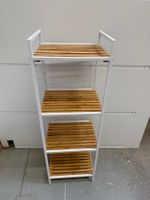 Standregal Bambus Holz Metall weiss 4 Ebenen gut erhalten