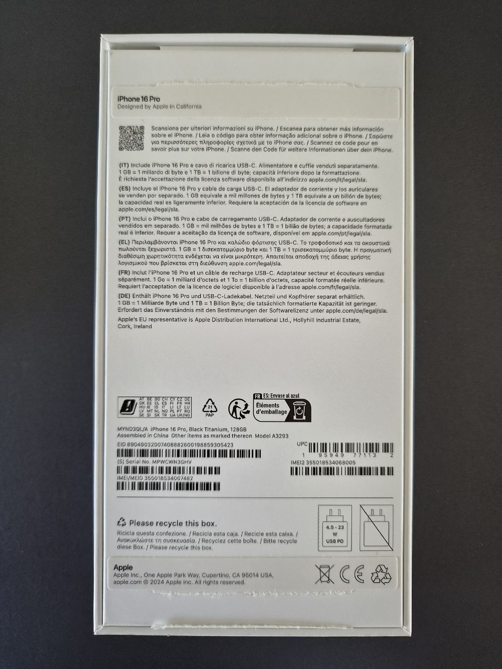 Apple Telefoni cellulari / Smartphones: Smartphone Apple iPhone 16 Pro 128 Go Black Titanium – Nuovo (secondo la descrizione) da Biel/Bienne venduto da V.John67 2