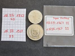 Set Schweizermünzen 1967 ss