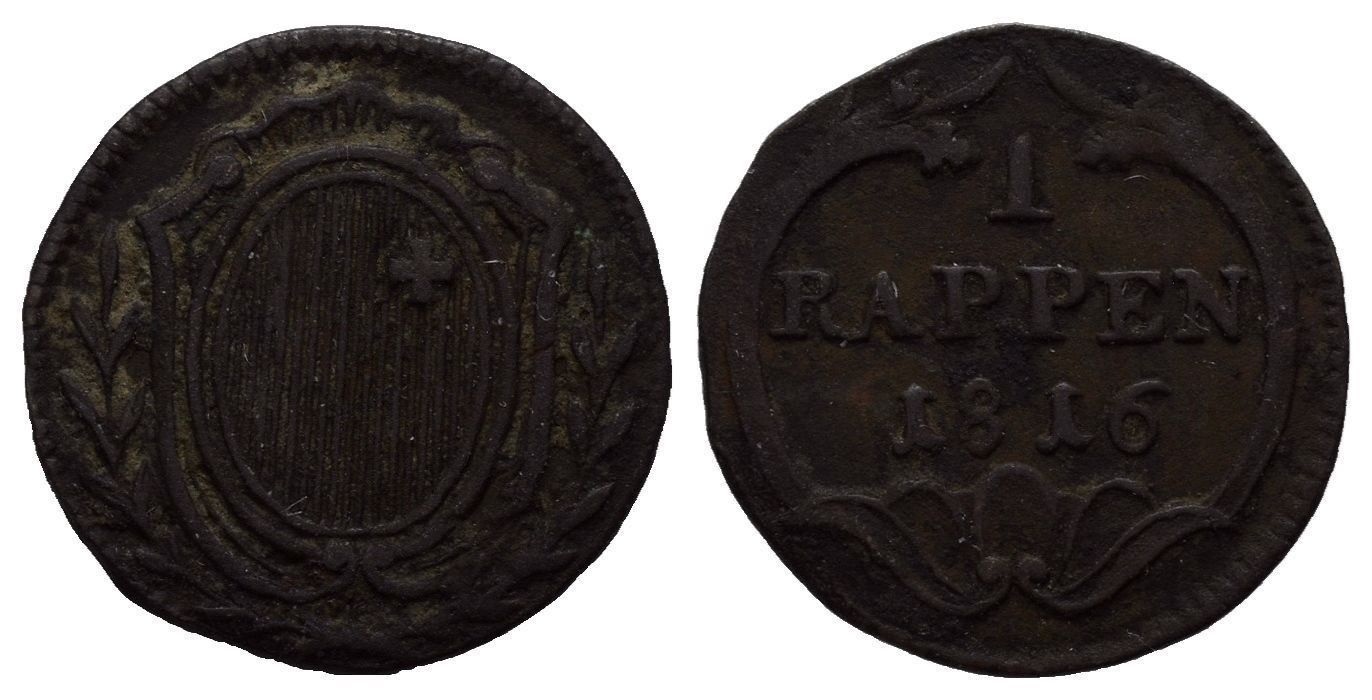 Alle Münzen: Schwyz Rappen 1816  /302 – Gebraucht aus Trimbach von Solothurn1