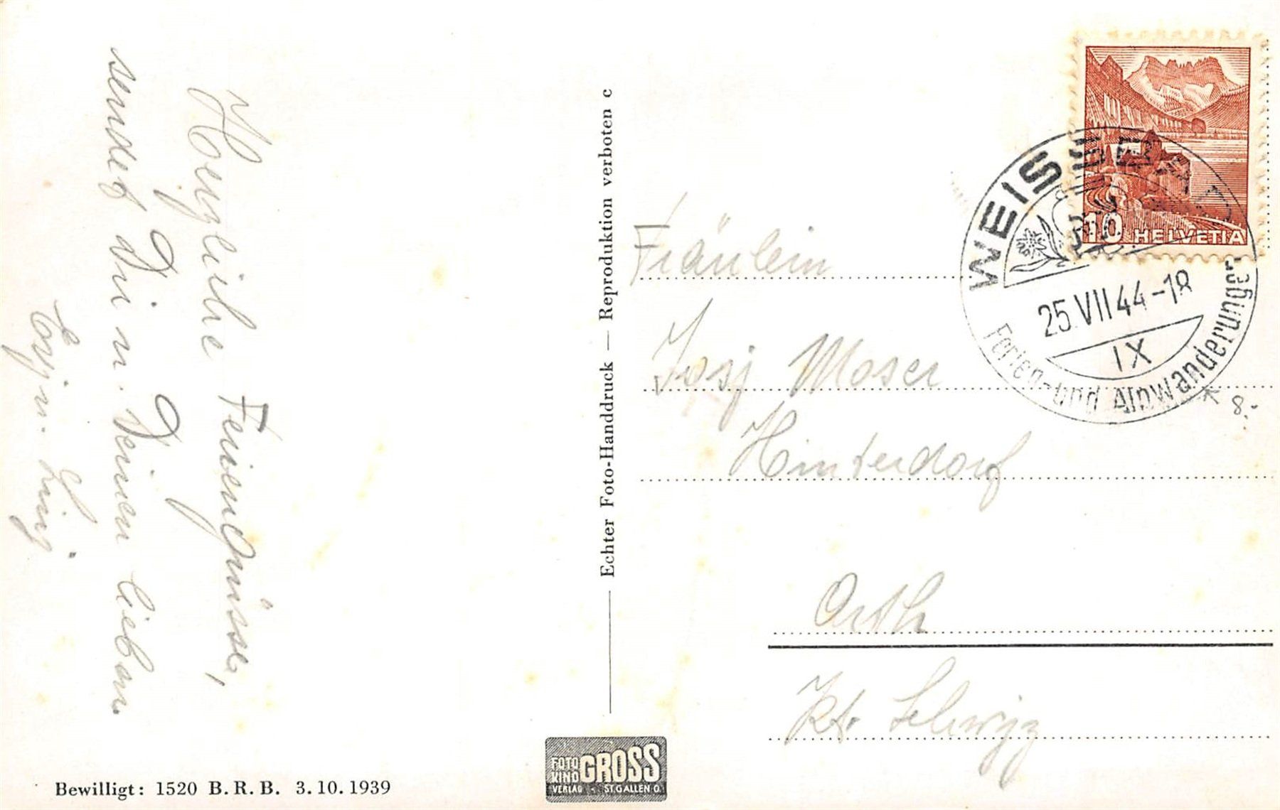 Ansichtskarten: Schwende Weissbad mit Ebenalp – Gebraucht aus Ottikon b.Kemptth. von Neptun1974 1