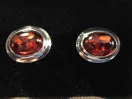 Manschettenknöpfe, gemelli in argento con ambra autentica
