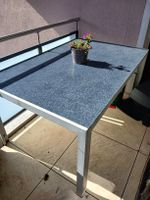 Gartentisch Metall mit Glasplatte, gebrauchter Zustand