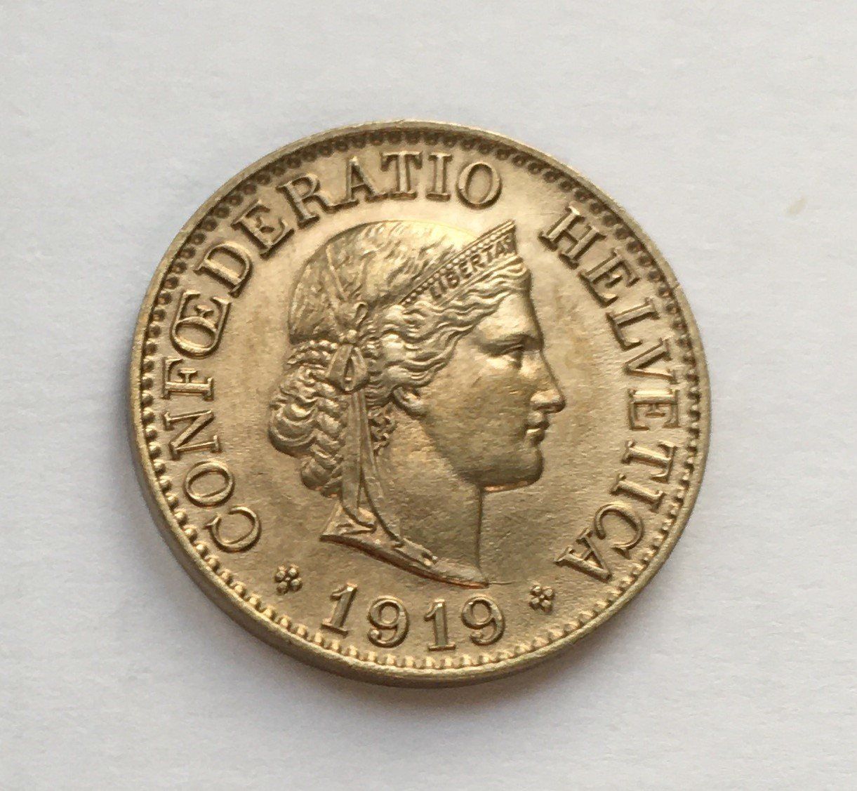 Tutti le monete: 1919 10 Rappen Messing unz – Nuovo (secondo la descrizione) da Kirchberg SG venduto da Helveticus00