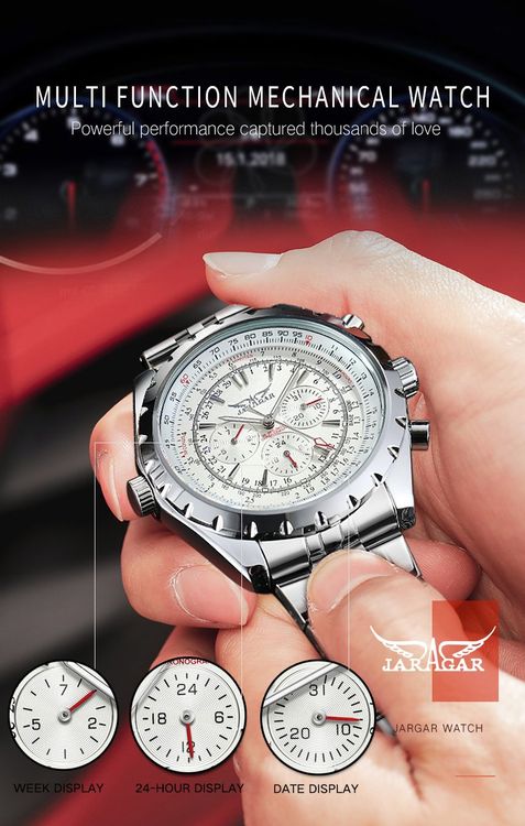 Edler Chronograph Uhr Automatik Armbanduhr Herrenuhr (Neu und