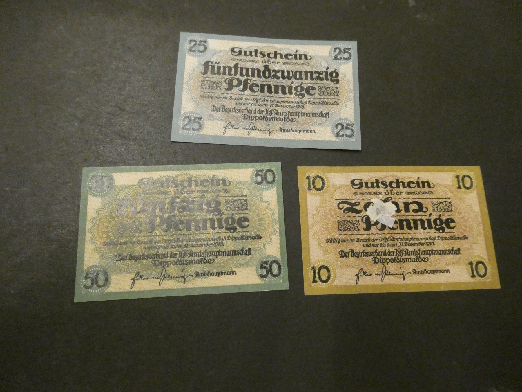 Banconote: Dt. Reich, Dippoldiswalde - 3 Notgeldscheine – Usato da Hinterforst venduto da Rohusri
