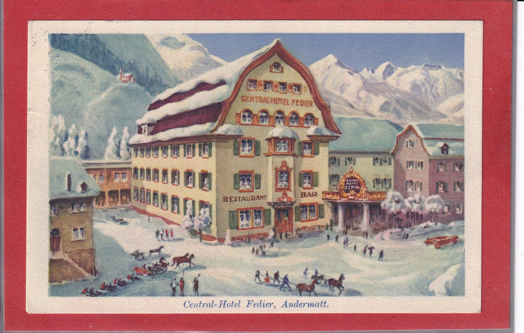 Cartoline postali: Andermatt - Hôtel Fedier - 1935 – Usato da Orvin venduto da Pyaeschli
