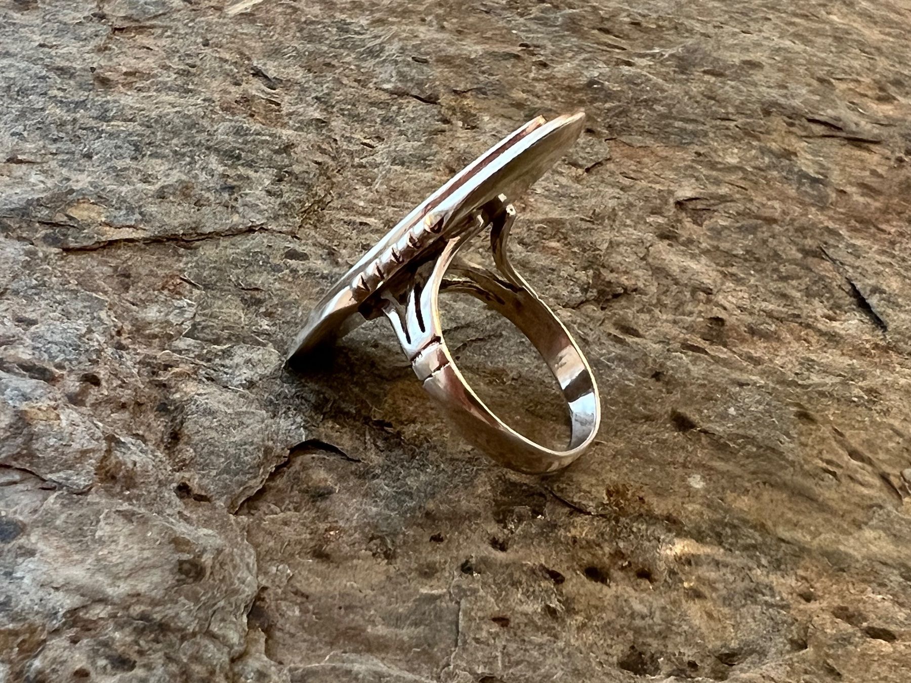 Anelli: Silber Ring G: 59,5 lange Form mit Perlmutter Art Deco Stil – Nuovo (secondo la descrizione) da Bern venduto da Jiffy 6