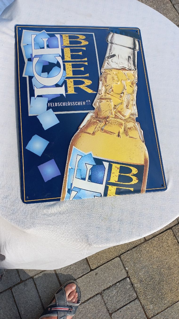 Feldschlösschen Ecriteaux:  Werbe Blech Schild , Feldschlösschen  , ICE BEER  ,  – D'occasion à Welschenrohr par Oldie551 2