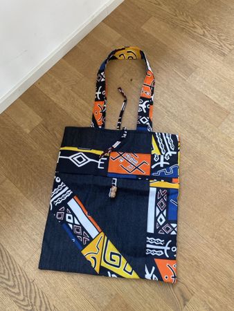 Handmade Stofftasche bunt mit Tasche und Reissverschluss
