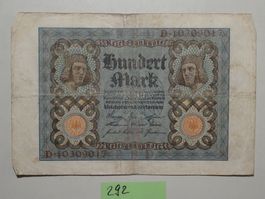 Dt. Reich Reichsbanknote 100 Mark Berlin 1920 gebraucht