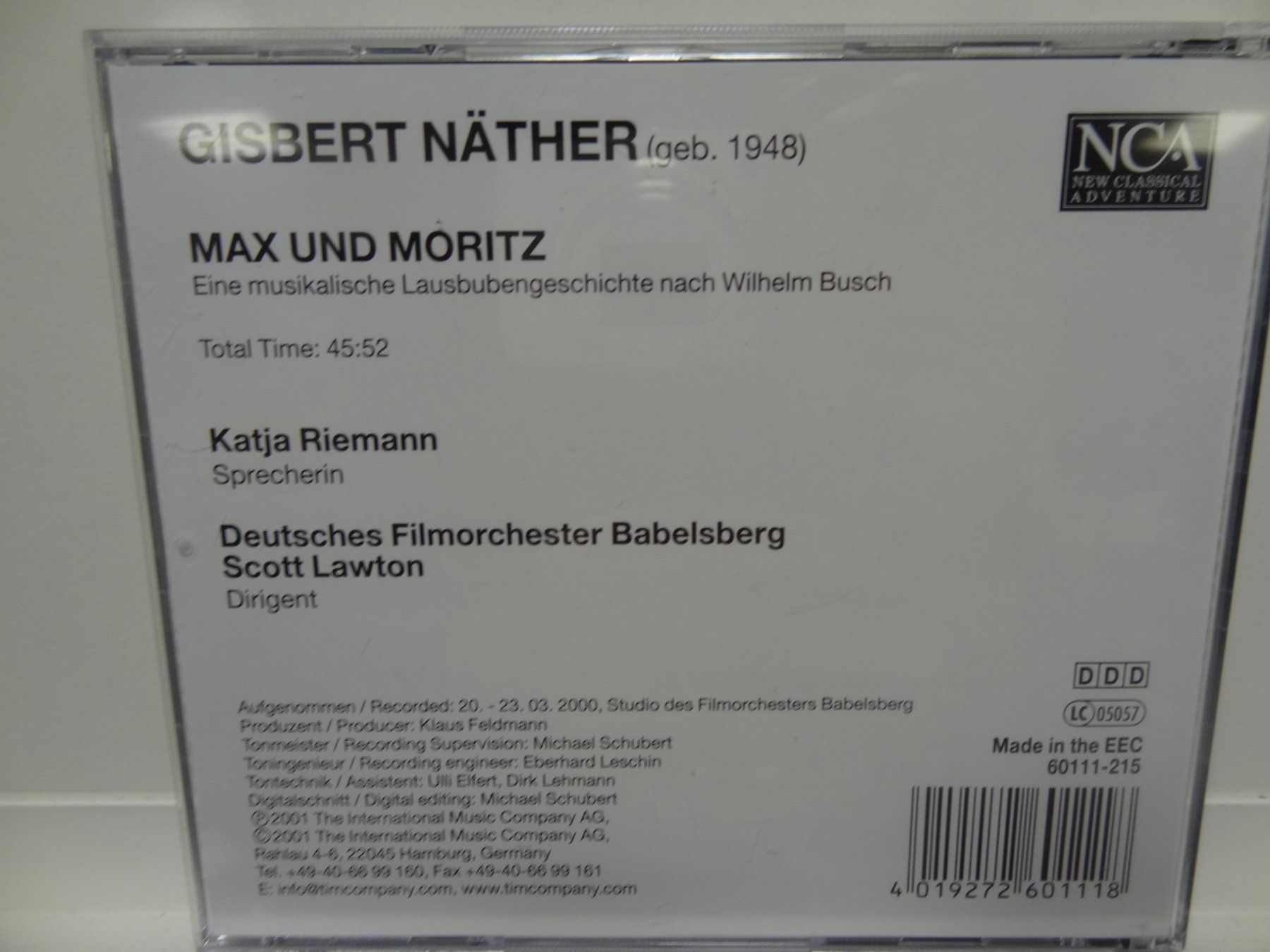 CD: Max & Moritz, Gisbert Näther, Katja Riemann, CD, – Usato da luzern venduto da musicandart 1