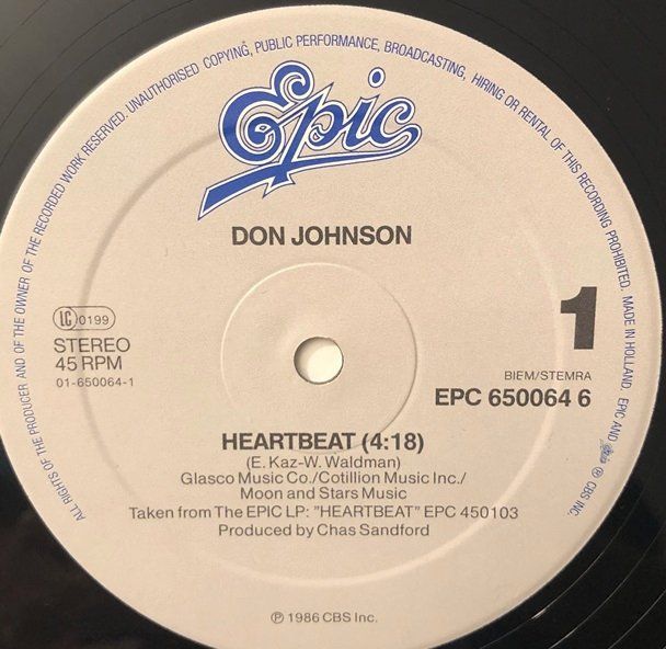 Dischi in vinile: Don Johnson - Heartbeat (12''-Maxi Single) – Usato da Grüningen venduto da azulvinyl 2