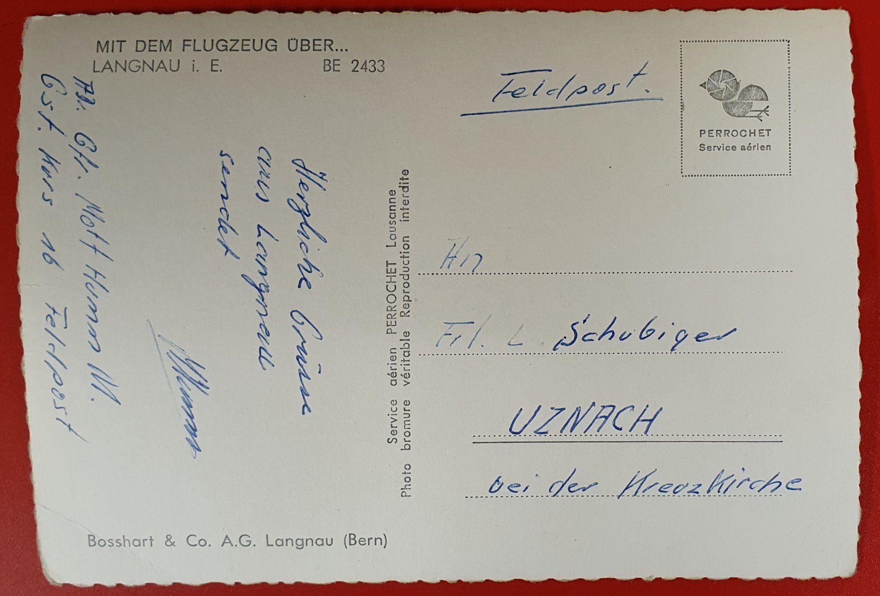Cartoline postali: Langnau - Flugaufnahme – Usato da Kreuzlingen venduto da Rschweiz1 1
