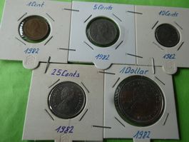 Canada 1982, Konvolut alte Münzen meist unzirkuliert