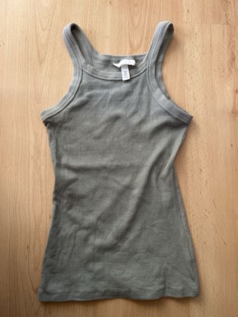 Damen Tanktop H&M gerippt grün Grösse S 