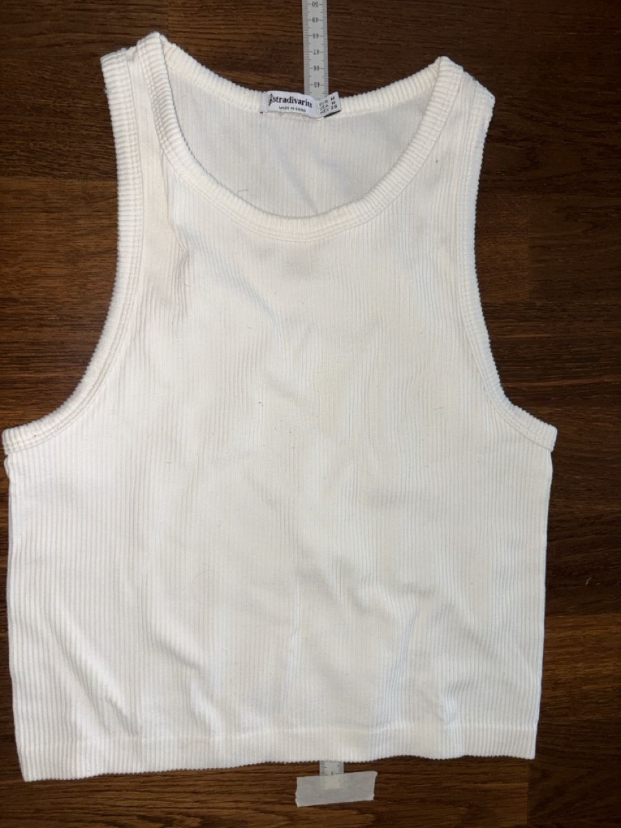 Stradivarius Tops: Stradivarius Ripptop weiss Grösse M – Gebraucht aus Dübendorf von ani_xht5 1