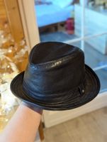 Leather biker fedora