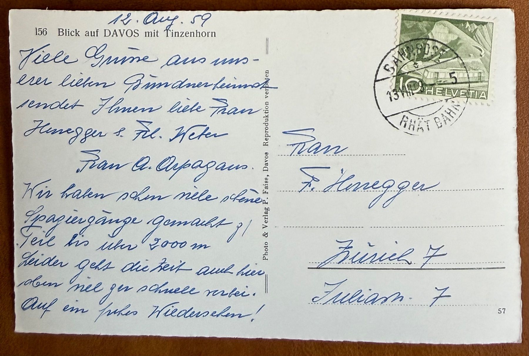 Cartoline postali: Davos - Panorama 1959 – Usato da Lutry venduto da Ediego 1