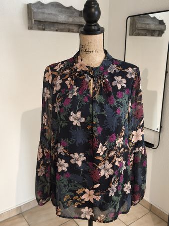 More&More Bluse Gr. 40 mit Blumenmuster, Herbst Top!