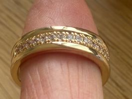 Luxus EleganteGr.17/7 Ring Farbe:Gold/Zirkonia Weiss