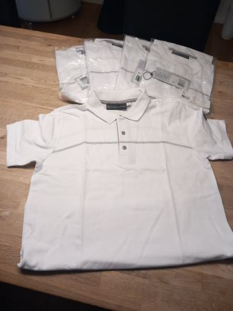 5x Poloshirt Gr.XS weiss mit Muster