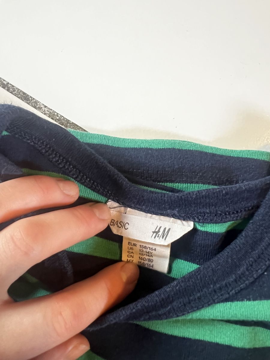 H&M Camicie, T-shirt & Polo: H&M Basic Shirt, gestreift, Gr. 158/164 - blau grün – Usato da Bern venduto da fla_yj25 3