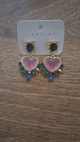 boucles d'oreilles coeur rose pour oreilles percées