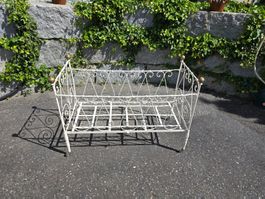 Antike Wiege, Metall, creme-weiss, Vintage
