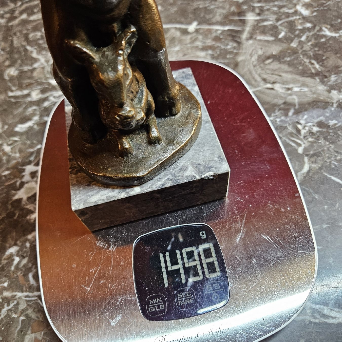 Statuette: Bronzefigur, Faun mit Eichhörnchen, Alt – Usato da Bözberg venduto da L-G 5