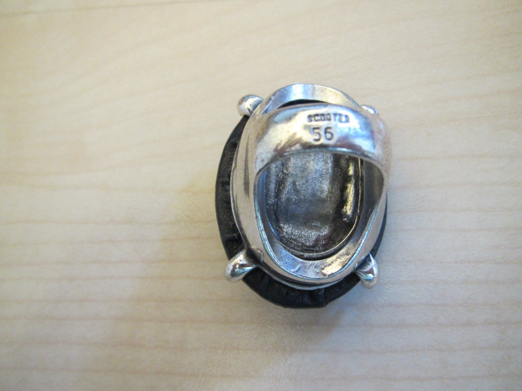 Anelli: Silber Ring mit schwarzem Leder – Usato da Luzern venduto da gwand 3