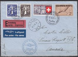 Brief Swissair.Europaflug Luftpost Eilsendung Nach Kanada
