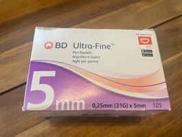 BD Ultra-Fine Pen-Nadeln 0.25mm x 5mm Neu Nr 10