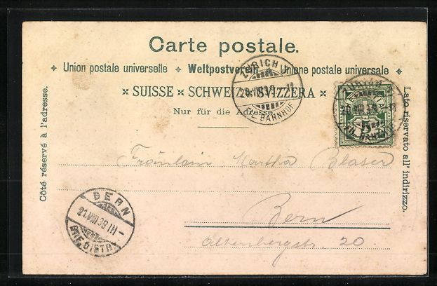Ansichtskarten: Litho Zürich, Gesamtansicht, Geschäfts – Gebraucht aus Berlin von bartko-reher 1