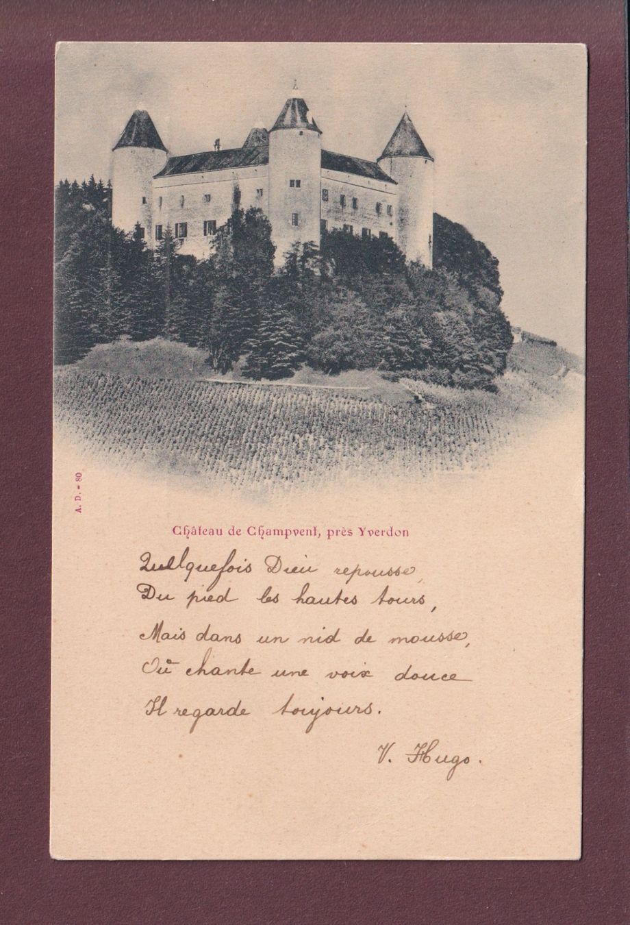 Cartoline postali: Château de CHAMPVENT près Yverdon – Usato da Pully venduto da nicecards