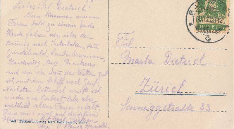 Cartoline postali: Hergiswil - Dorfansicht + 1923 TOP – Usato da Emmenbrücke venduto da teestube 1