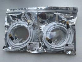 SAT Antennen Kabel, 2 Stk, 135dB, 3m, weiss - NEU