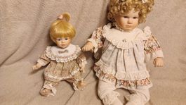Porzellanpuppen Set 2 Stück blond gebraucht 35 cm gross