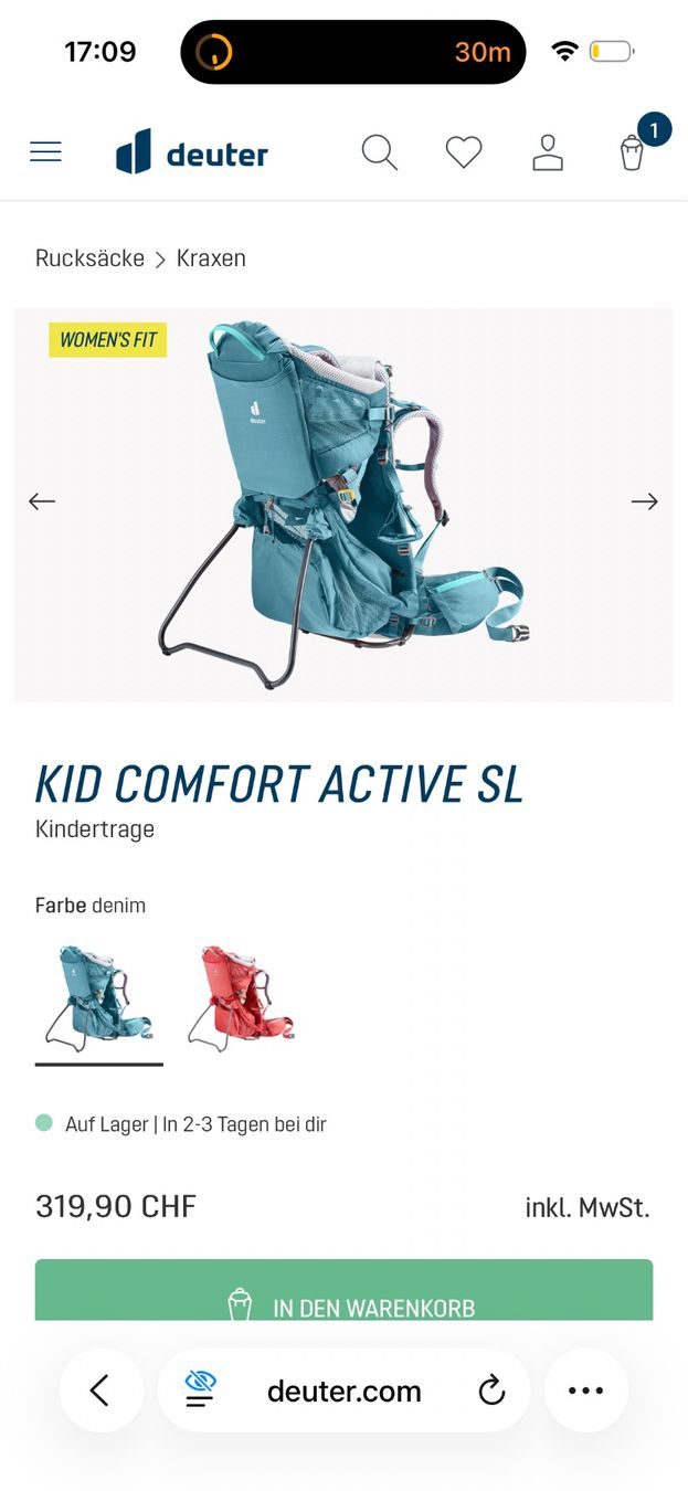 Deuter Marsupi portabebè: Deuter Kraxe KID COMFORT ACTIVE SL – Usato da Bottmingen venduto da ana_5hrv 1