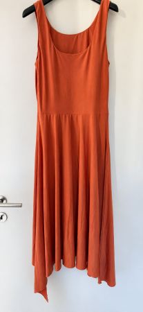 Custom-Made Asymmetric Dress – Size S – Peach/Terracotta
