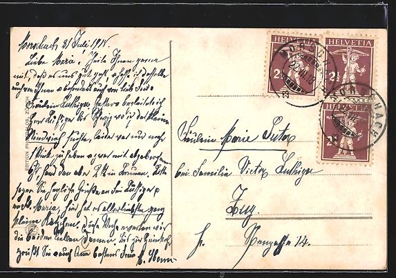 Cartoline postali: Morschach, Pension Betschart und Kirche – Usato da Berlin venduto da bartko-reher 1