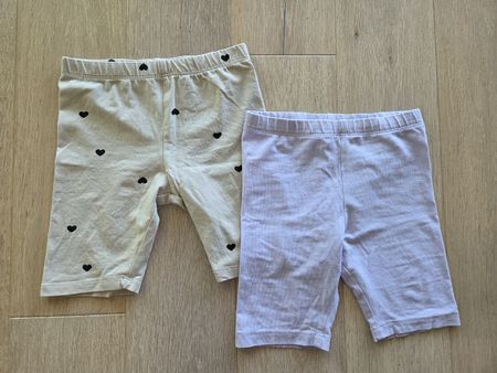 2x Kinder Leggings kurz H&M Grösse 104 beige mit Herzen/lila