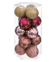 AKTION Weihnachtsbaumkugeln 15Stk 5cm, rot/rosa/gold 5Motive