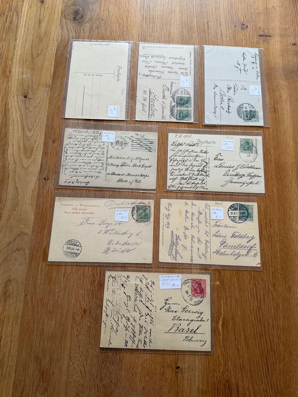 Cartoline postali: 8 Ansichtskarten Freiburg im Preisgau – Usato da Abtwil SG venduto da Cards31 1