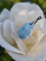 Larimar Anhänger Tränenform & feine Silberkette 925 Silber