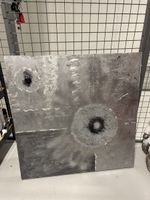 Abstraktes Gemälde, Silber/Schwarz