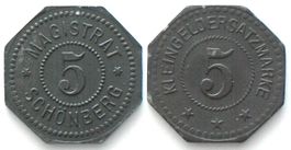 SCHÖNBERG (Nieder-Bayern) 5 Pfennig o.J., Zink, RAR!